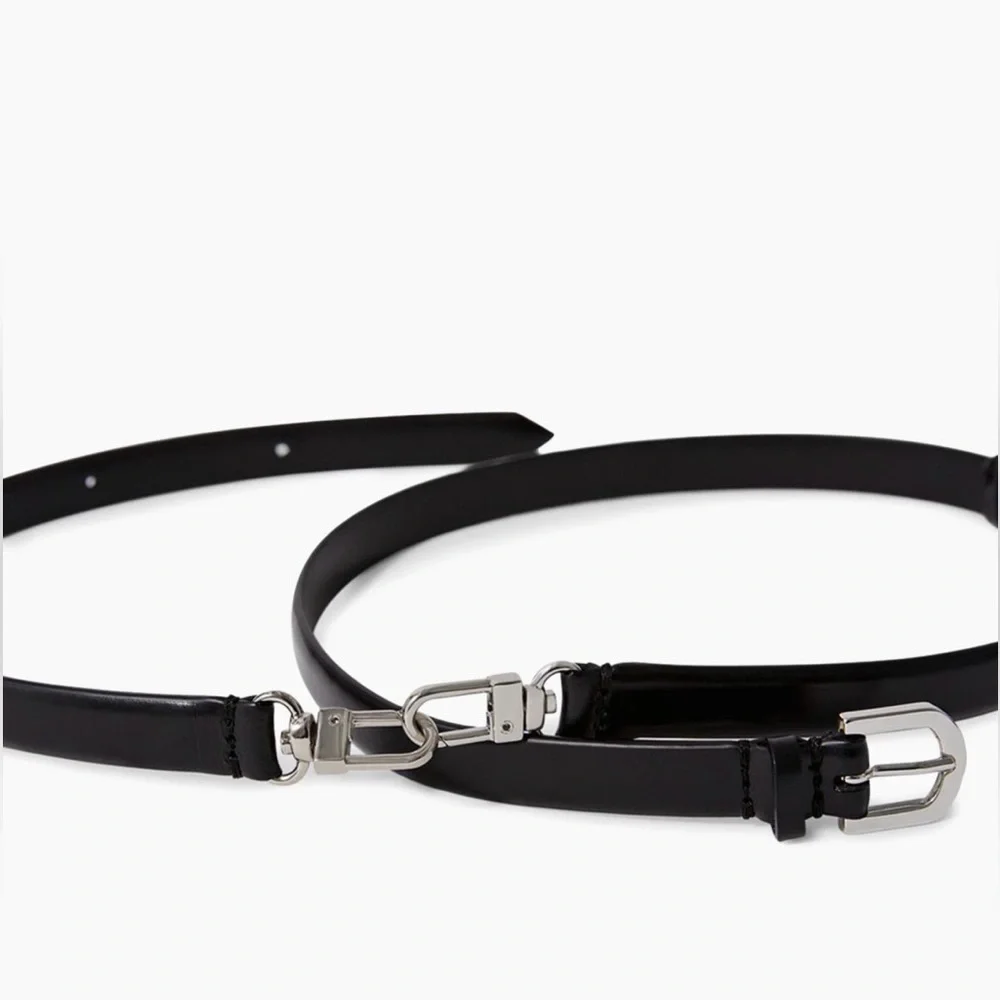 Toteme Skinny Leather Belt, Black - Picture 5 of 17